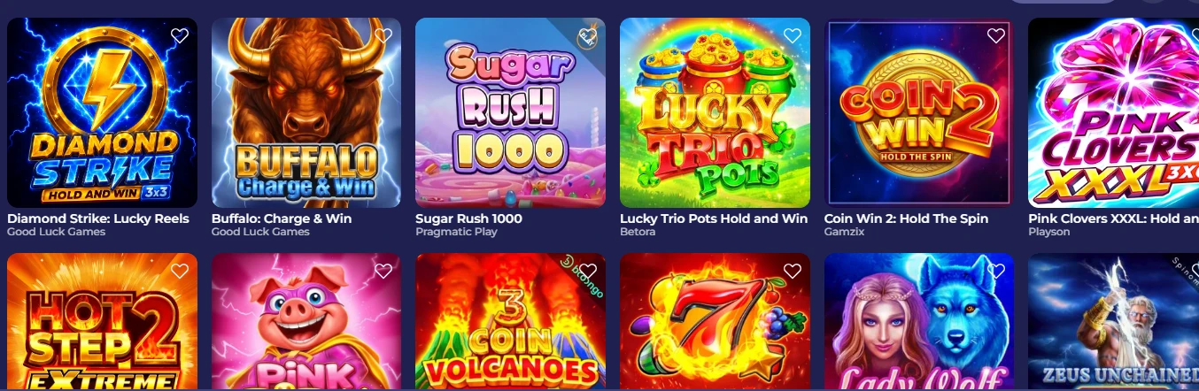 Colorful grid of slot machine icons and game logos on Bruno Casino.